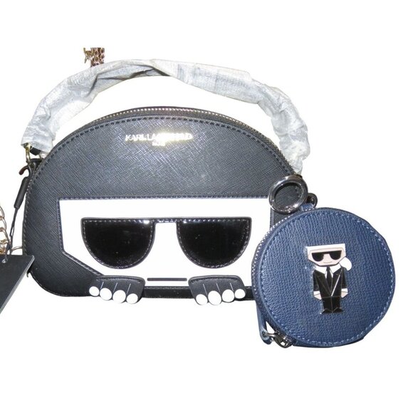 Karl Lagerfeld Paris Maybelle Top Handle Leather Embossed Crossbody & Coin Case - Picture 1 of 12